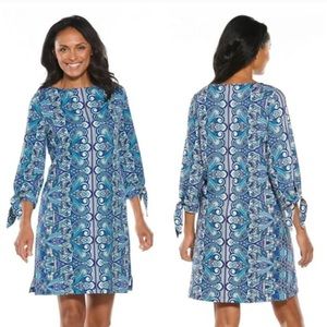 COOLIBAR blue paisley tie sleeve dress